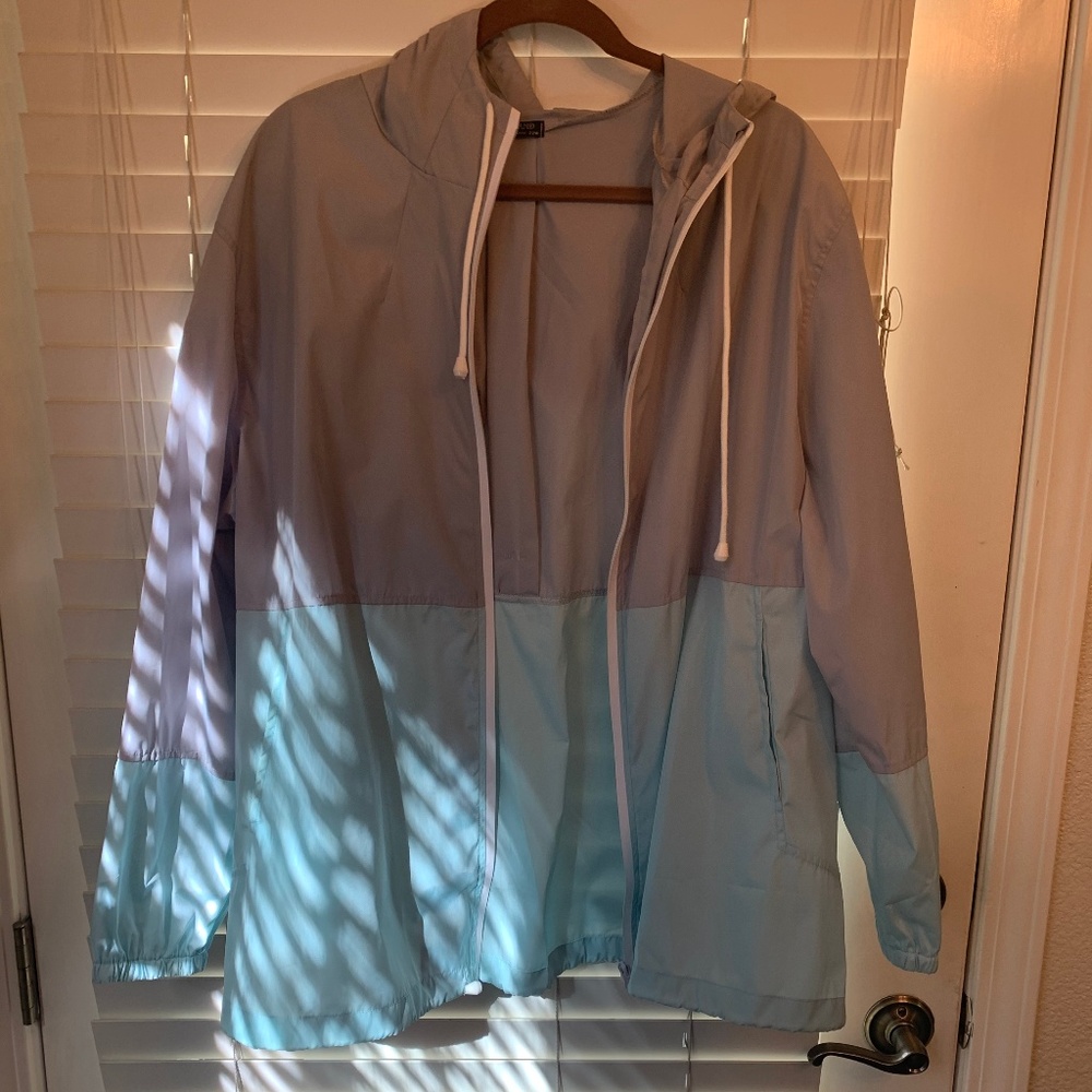 Blue and Gray Rain Jacket